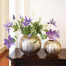 Современная мода Гальваническое стекло ваза Золотая круглая форма вазы стеклянный контейнер ваза с цветком Свадебные украшения дома