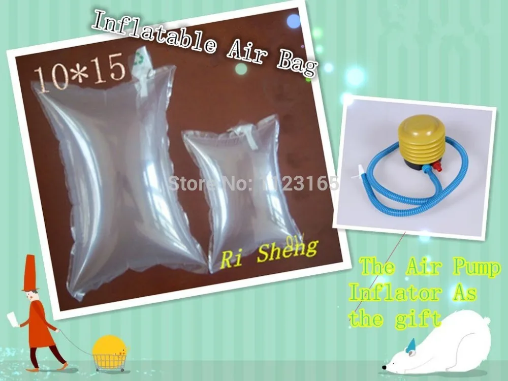 

100 PCS Small Inflatable air buffer plastic bag in packaging. clear cushion blocking bag 10x15cm(3.9"x5.9") + Air Pump Inflator