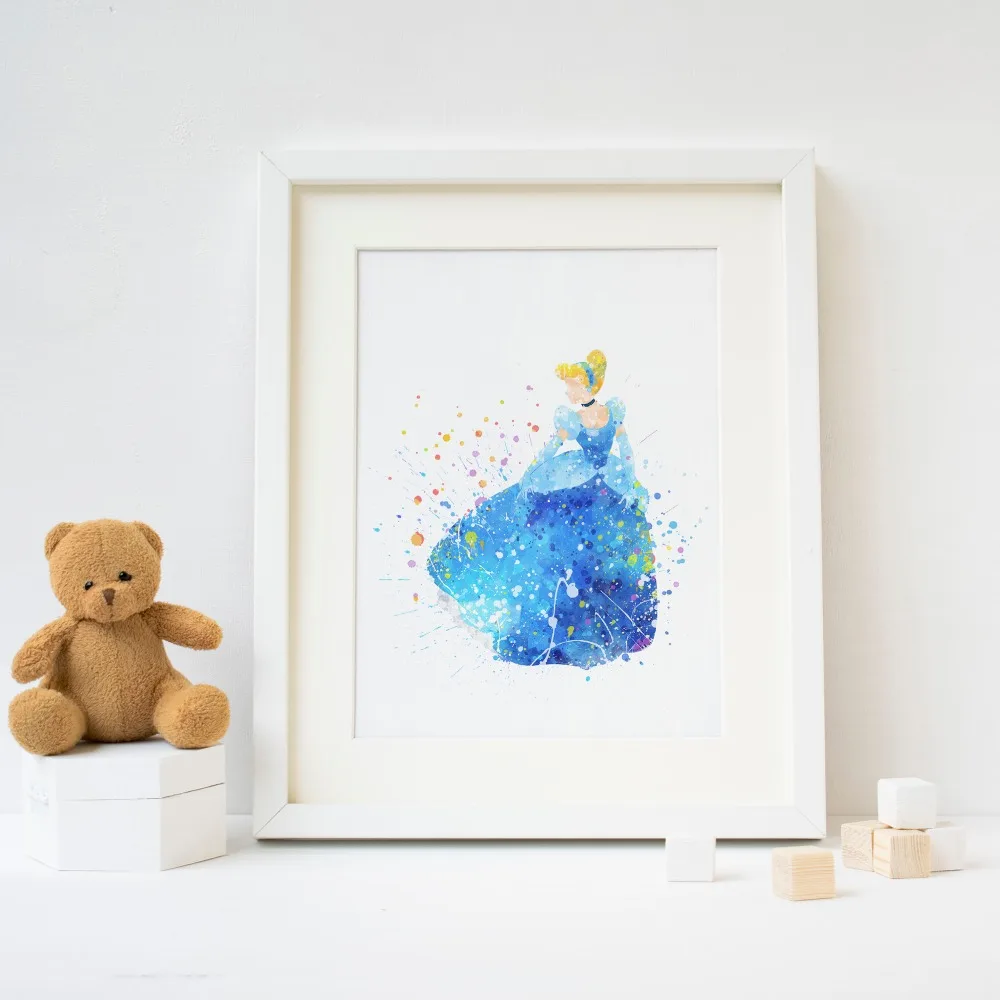 Princess Cinderella Picture Print Watercolor Poster Print Print