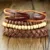 Vnox Mix 4Pcs/ Set Braided Wrap Leather Bracelets for Men Women Vintage Wooden Beads Ethnic Tribal Wristbands Bracelet Rudder 8