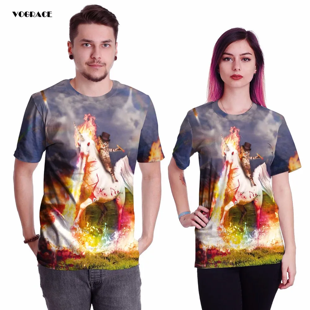 

VOGRACE 3d Print Christmas T-Shirts Vest Unicorn Sting-Out Rock Band Tanks Tee Cool T Shirt Personality T Shirt For Brand Tops