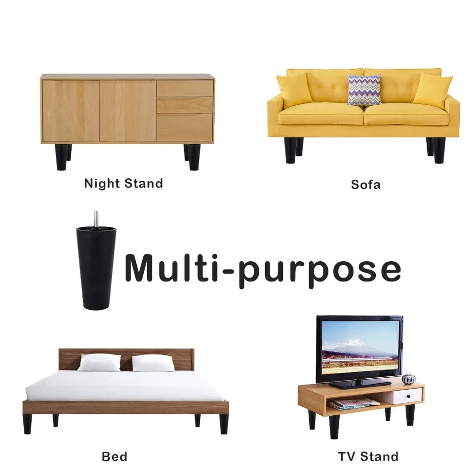 12 Universal Brown Round Plastic Furniture Legs Feet 1.5”Sofa Couch Ottoman