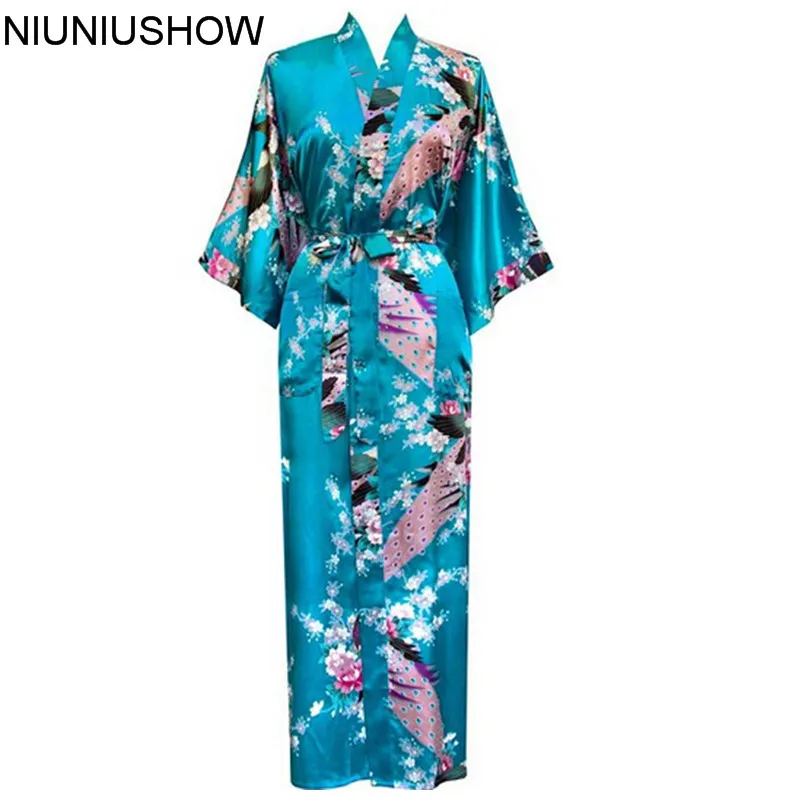 

Plus Size S-XXXL Bathrobe With Belt Japanese Geisha Yukata Kimono Women Satin Robe Sexy Sleepwear Flower S02M