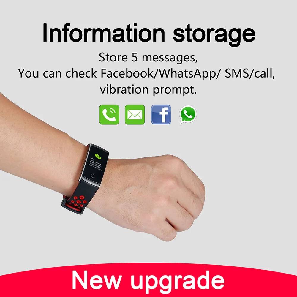 U18 HD Color Screen Smart Wristband Bracelet Dynamic Heart Rate Blood Pressure Oxygen Smart Band for Huawei Mate 8e 7 8 Plus 7S