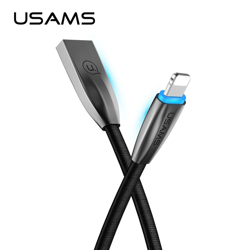 

USAMS Smart Control LED lighting USB Cable for iphone X 8 7 6s plus Data Sync Fast Charger Braided Smart USB Data Charger line