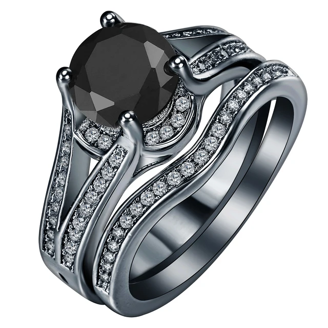 Royal Blue Black Fashion Gun Plated Cz Zircon Jewelry Royal Blue Black Fashion Gun Plated Cz Zircon Jewelry Whole Fast Shipping Wedding Rings Sets