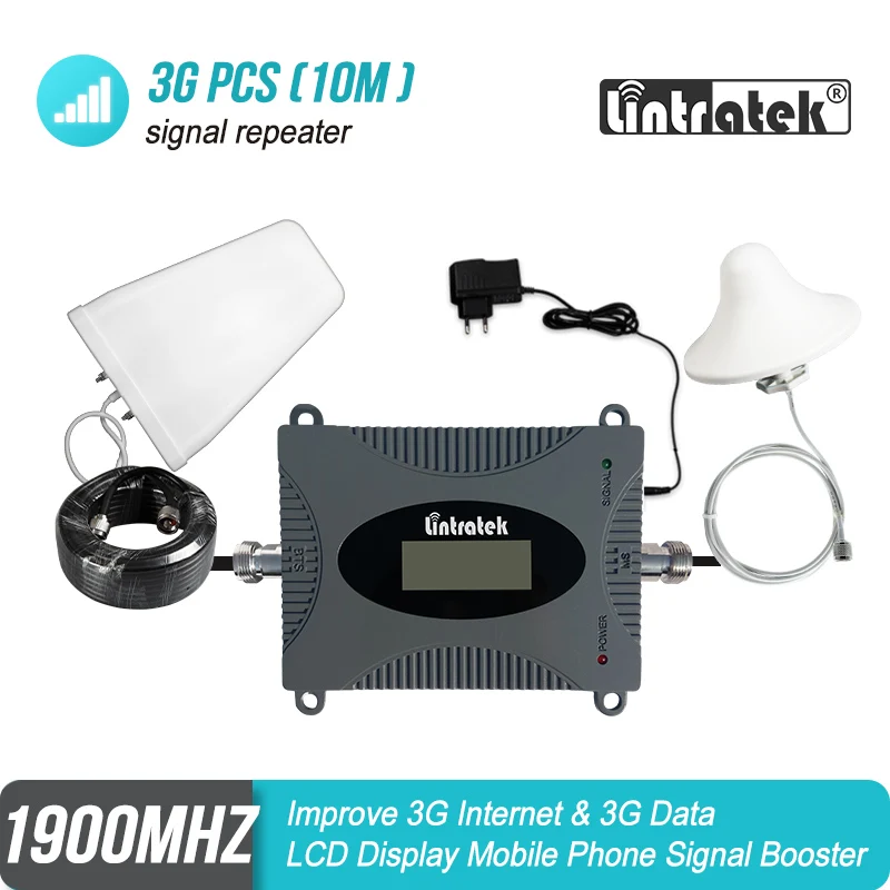

MINI 3G 1900 MHz Cellular Signal Booster B2 PCS 1900 Repeater UMTS Data Amplifier LPD Antenna+Ceiling Antenna+10m Kit #8-1