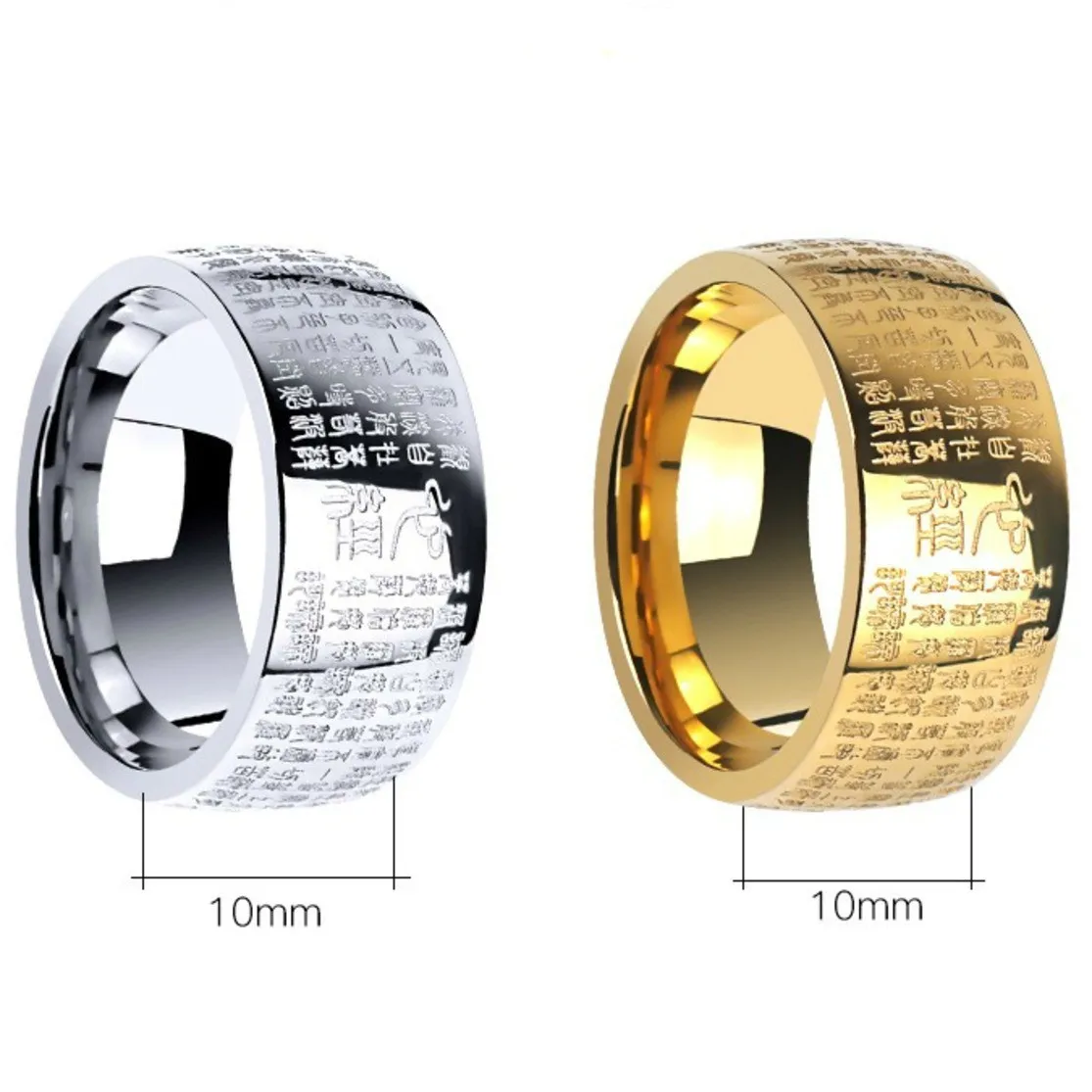 Stainless Steel Ring Signet Ring Finger Ring Buddhism Men's Feng Shui Thumb Signet Stainless Steel Buddha Ring Buddhist Heart Sutra Runes For Man Women Luxury Gift