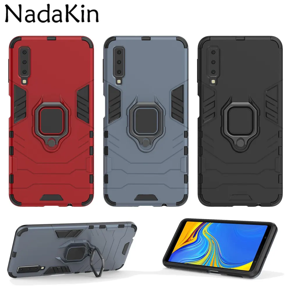 

Shockproof Hard Armor Rugger Ring Case for Samsung Galaxy A8S A8 Plus A7 A9 2018 A20 A30 A50 Phone Shell With Finger Ring