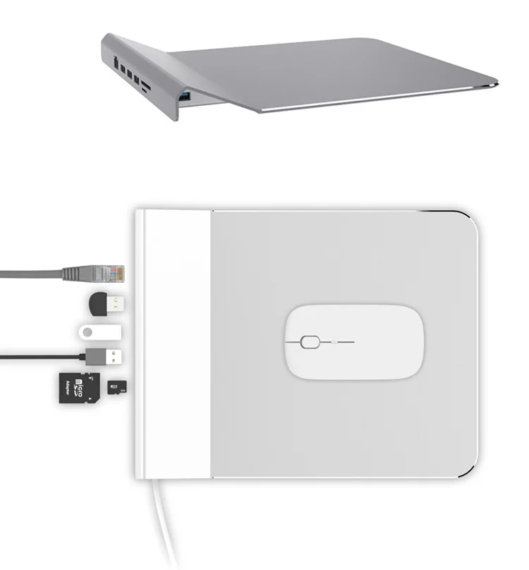 

S6 6 in 1 USB-C to USB-Cx1 USB3.0x3 Multi-function Mouse Pad with Micro SD, SD, RJ45