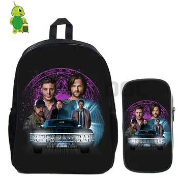 

2 Pcs/set Supernatural Winchester Bros Backpack Sam Dean Castiel Women Men Daily Backapck Teens Students Schoolbags Travel Bags