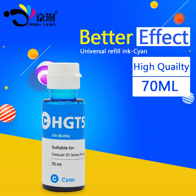 

1pcs GT52 HGT52 GT-52 Cyan dye ink 70ml refill ink kit special for HP deskjet GT series GT5810 GT5820 printer ink tank system