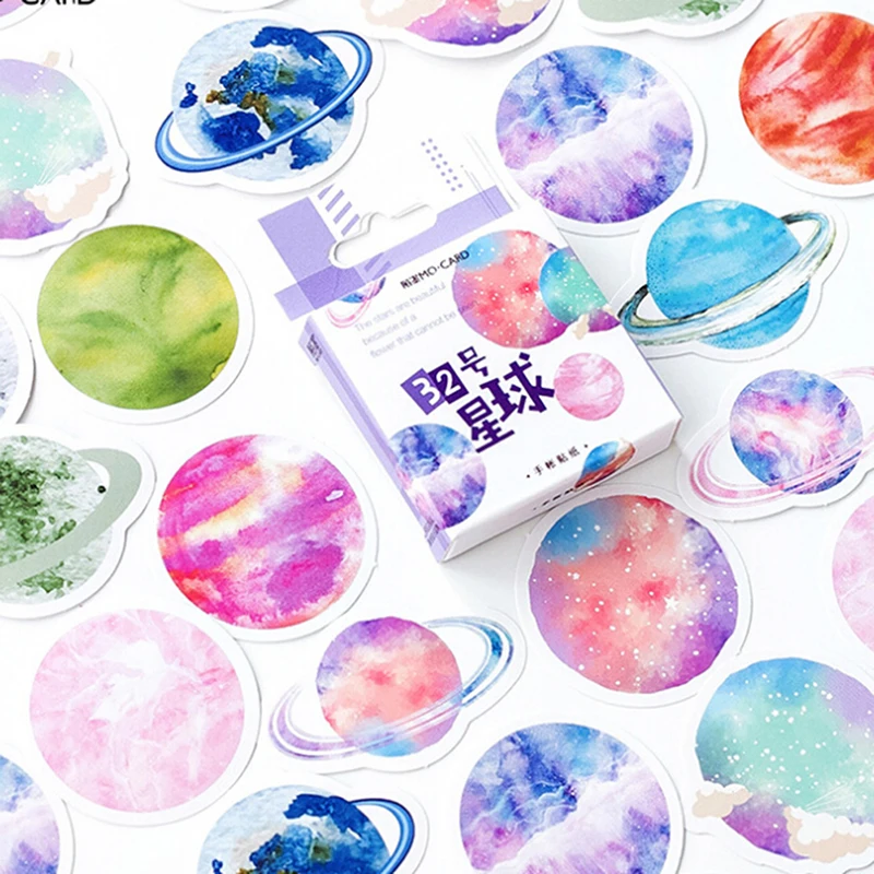 1 коробка украшение для альбома Universe Cosmos Planet DIY наклейки планировщик плакат