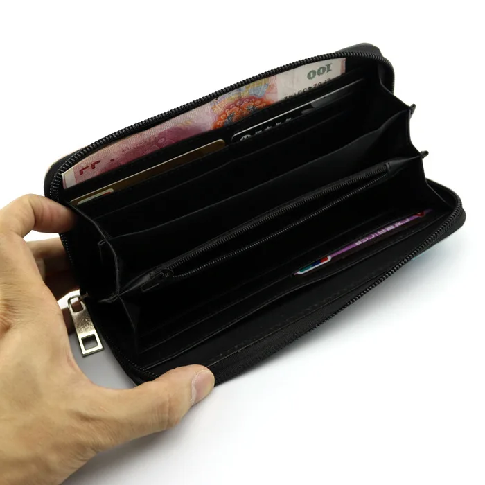 Разноцветный длинный стильный кошелек из искусственной кожи с застежкой-молнией от Juzo Suzuya с рисунком аниме-кошелек