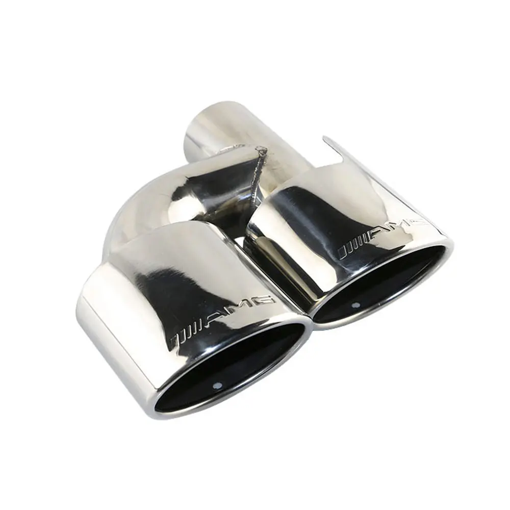 

Universal 1pcs Stainless Steel Exhaust Car AMG Silver Oval Muffler Pipe in 2.5'' With Leaf H-pipe For BMW Free Ship