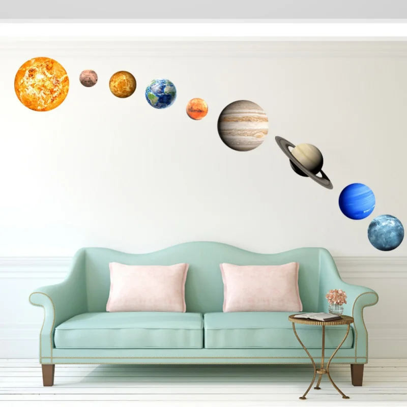 9 шт. наклейки на стену солнечная система Настенная роспись светящиеся планеты Настенный декор для детской спальни гостиной