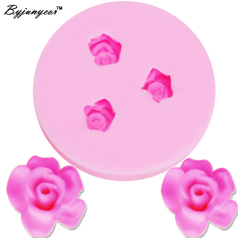 Byjunyeor M128 Epoxy UV Resin mini Rose Flowers Silicone Molds Fondant