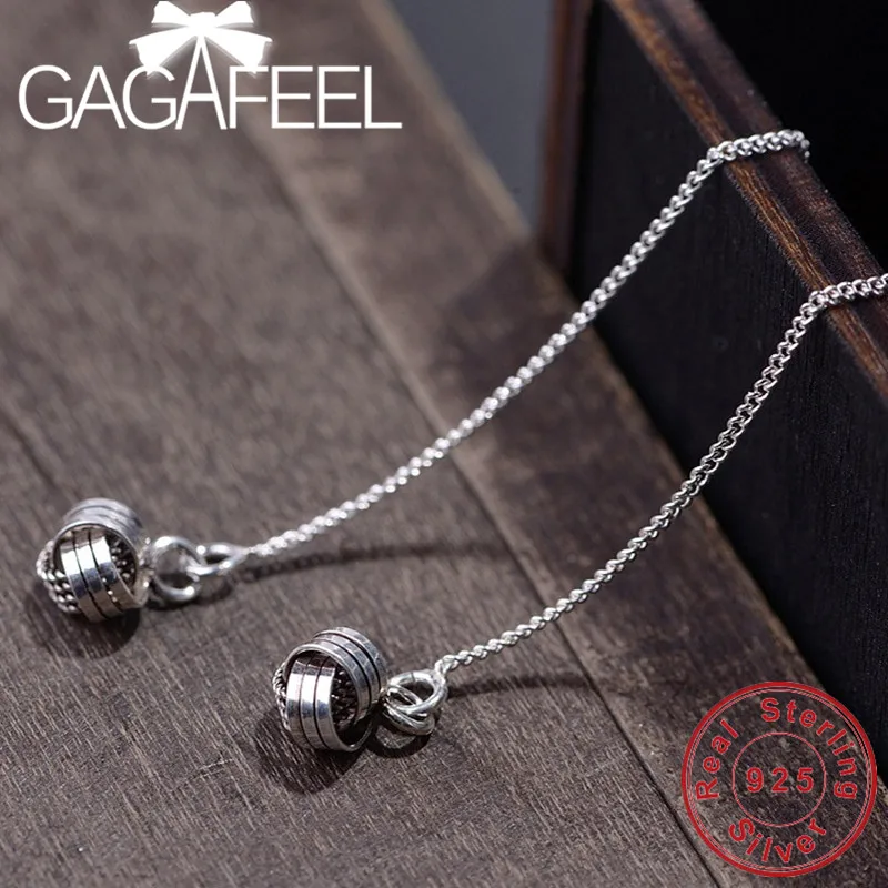 Женские длинные серьги GAGAFEEL из стерлингового серебра 925 пробы в Корейском стиле