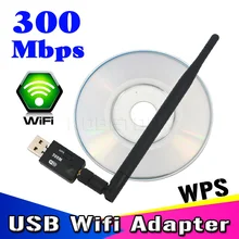 KEBETEME высокая скорость 300 Мбит/с беспроводной Mini-USB WiFi адаптер беспроводной локальной сети с внешней антенной и функция WPS кнопка для ноутбука