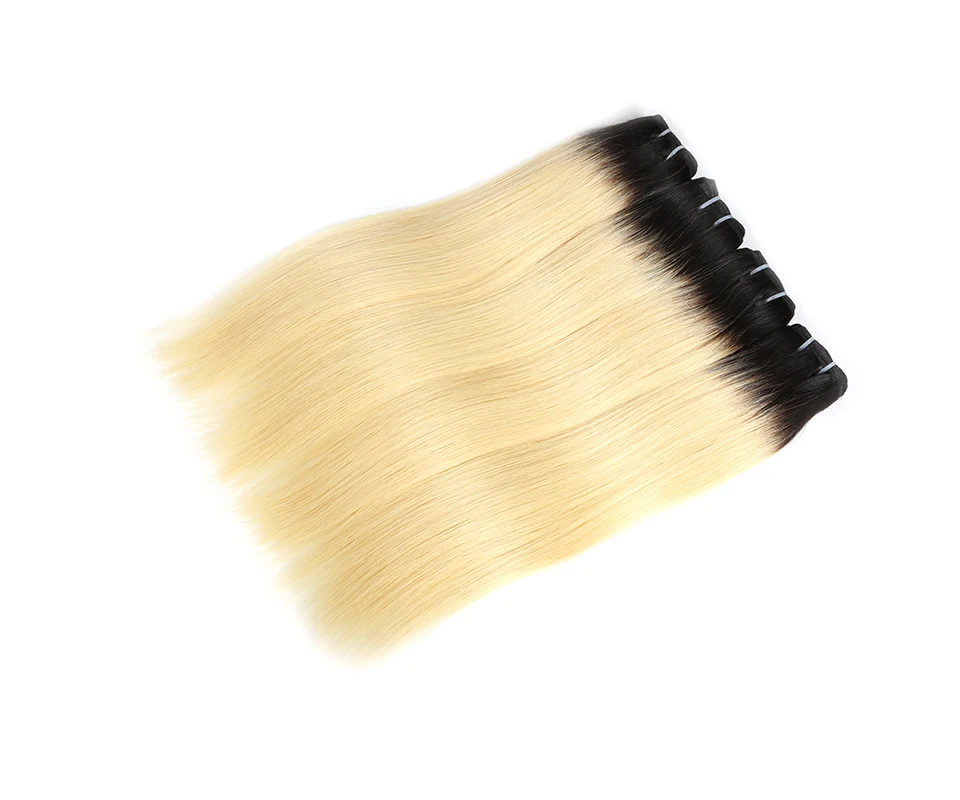 Ali queen 10 шт. прямые бразильские человеческие натуральные неокрашенные волосы для наращивания пучок плетения блонд 613/натуральный черный/1b 613