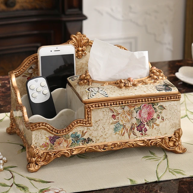 european large multifunctional tissue box decorative remote storage