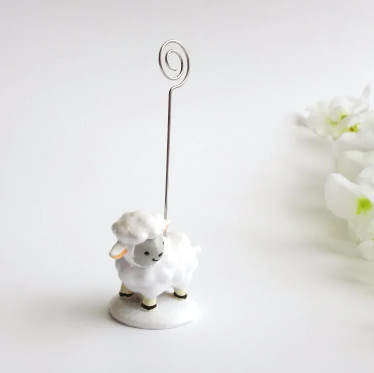 

Cute baby sheep place card holder Lovely resin message note clip Birthday and wedding party decoration favors