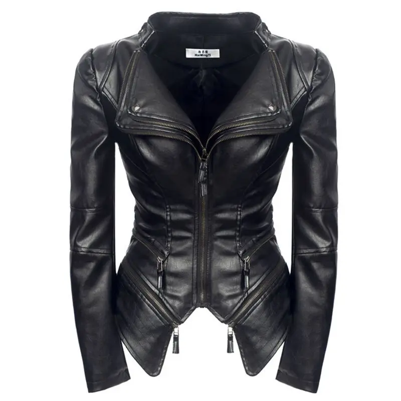 Rosetic, Женская куртка, черное пальто, модная мотоциклетная куртка,, верхняя одежда, искусственная кожа, искусственная кожа, куртка, готика, искусственная кожа, пальто - Цвет: Черный