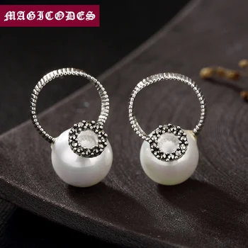 

Brand Moon Simple Stud Earring 100% Real 925 Sterling Silver Women fashion pearls Marksay Earring fine Jewelry 2019 statement E8
