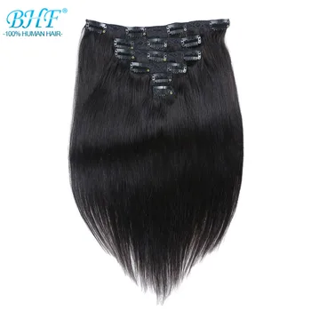 

BHF Clip In Human Hair Extensions Burmese Machine Made Remy 100% Natural clips in Straight Hair Extensions