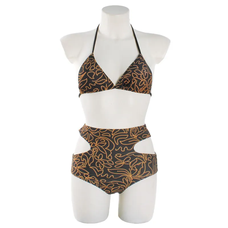 

High Waist Bikini Halter Top Swimsuit for Women Ladies Cut Out Swimwear Sexy Summer Bandage Bathers Bathing Suit Beach Wear