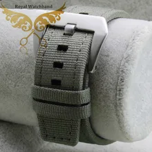 22mm New High Quality Light Army Green Sports Nylon Watch Band Strap With Genuine Leather lining
