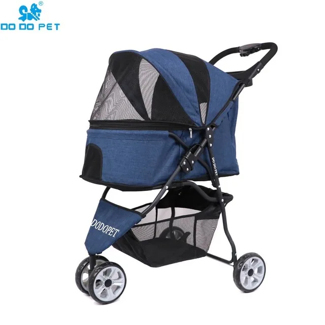 15kg Folding Dog/Cat Strollers Carrier Cart Pet Travelling Buggy Stroller Bag Pet Carriage House Outdoor Dog Kennel Pram - Цвет: Синий