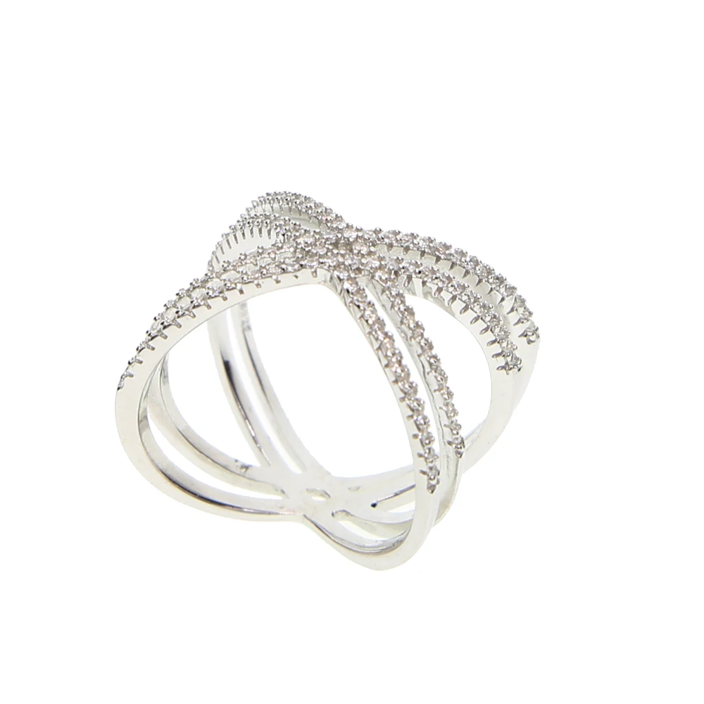 Большой крест циркон кольцо Модные женские ювелирные изделия знак бесконечности для женщин 925 стерлингового серебра свадебные кольца для Вечерние