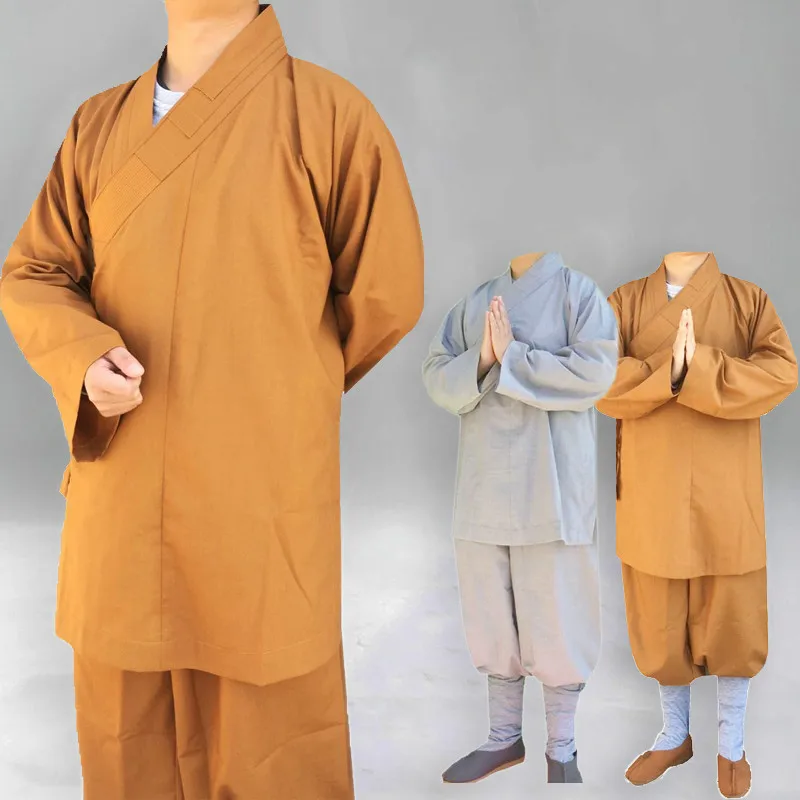 

Buddhist Monks Costume Shaolin Temple Clothing Robe Zen Clothes Buddhism Meditation Lohan Clothes Lay Monk Costume