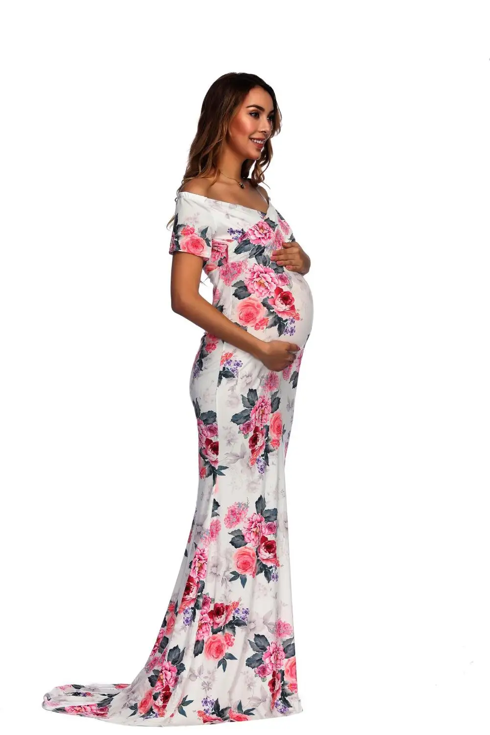 Новое Цветочное платье макси для беременных для фотосессий длинное платье для беременных для фотосессии платье для беременных сексуальное платье для беременных женщин