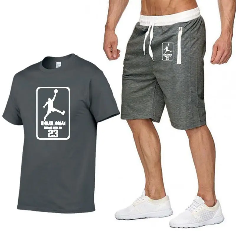 

JORDAN 23 Print Tracksuit T Shirt+Shorts fashion Trends In 2019 Fitness Cotton Brand tshirts for Men Bodybuilding clothing S-XXL