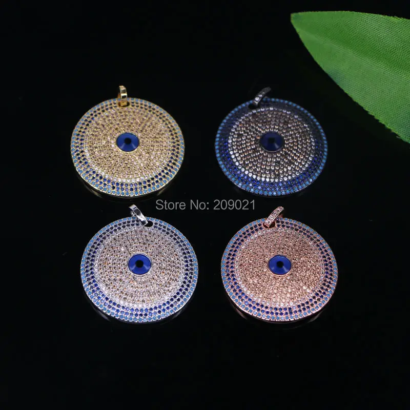 

Unique Design 5Pcs Micro Pave CZ Eye Round Pendant Charms for DIY Jewelry Making