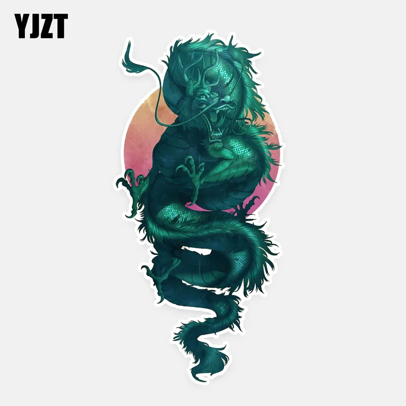 

YJZT 8CM*17CM Personality Green Dragon Patterns PVC Animal Car Sticker Decal 5-1075