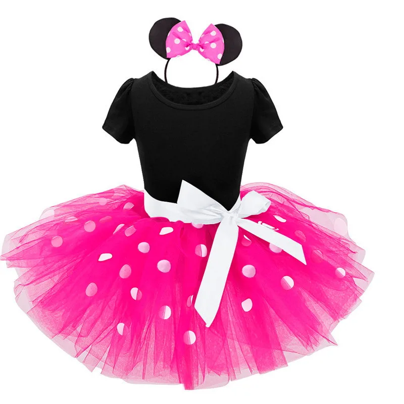 Baby 1 Year Mini Mouse Dress For Girl 1st Birthday Party Tutu Dots Outfits Kids Dresses Fancy Dresses Infant Clothing Vestidos - Цвет: Rose