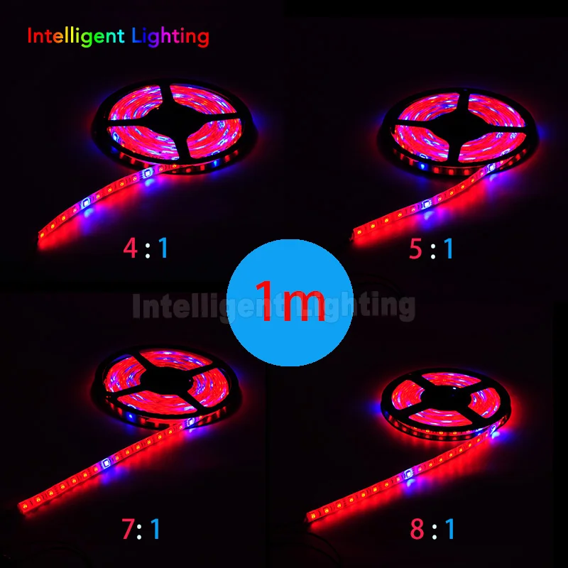 

1m 60leds/m Blue/Red 1:4/1:5/1:7/1:8 5050SMD Led strip grow light plants DC 12v waterproof IP65