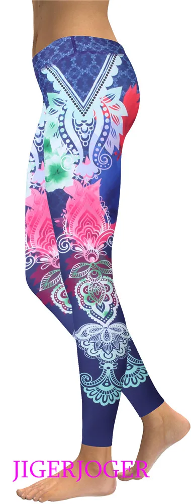 High Waist Retro Blue Side Floral legging (1)