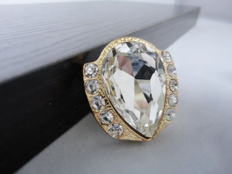 Lot of 10 Modern Fashion Gold K9 Crystal Glass Cabinet Knobs Pull Handle New (Diameter: 32MM)