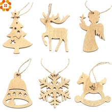 12PCS Gold&Sliver DIY Christmas Snowflakes Wooden Pendants Ornaments Christmas Party Decorations Xmas Tree Ornaments Kids Gifts