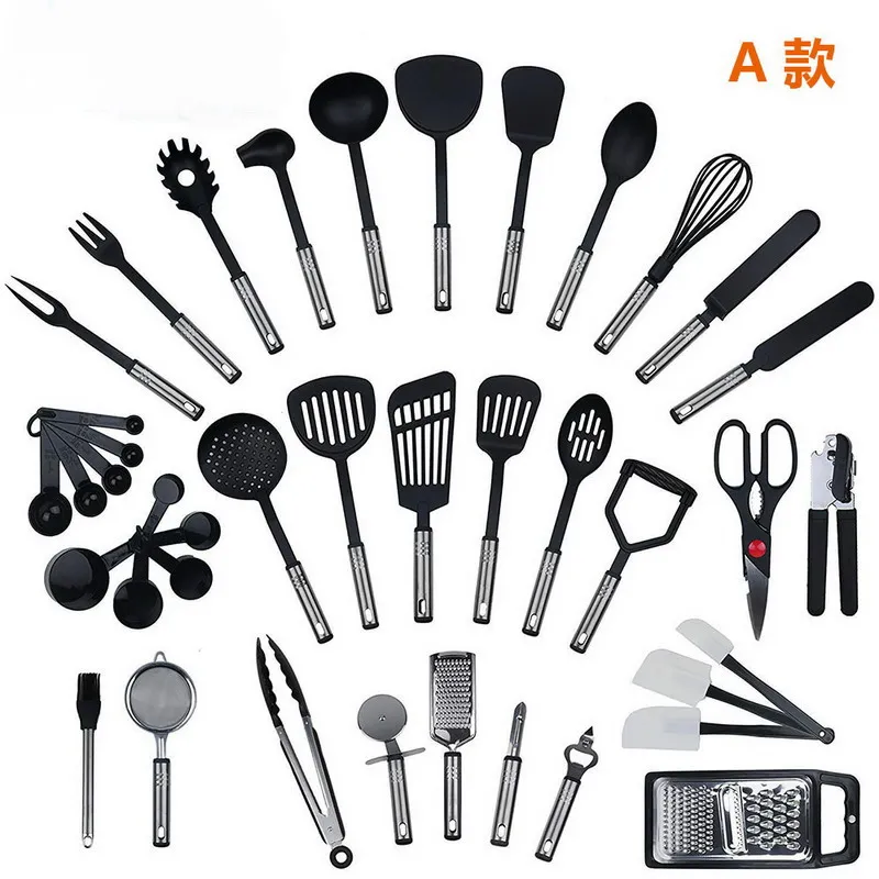 

Nylon Kitchenware Set of 40pcs Handle Nylon Kitchenware Set Stainless Steel Kitchen Tools