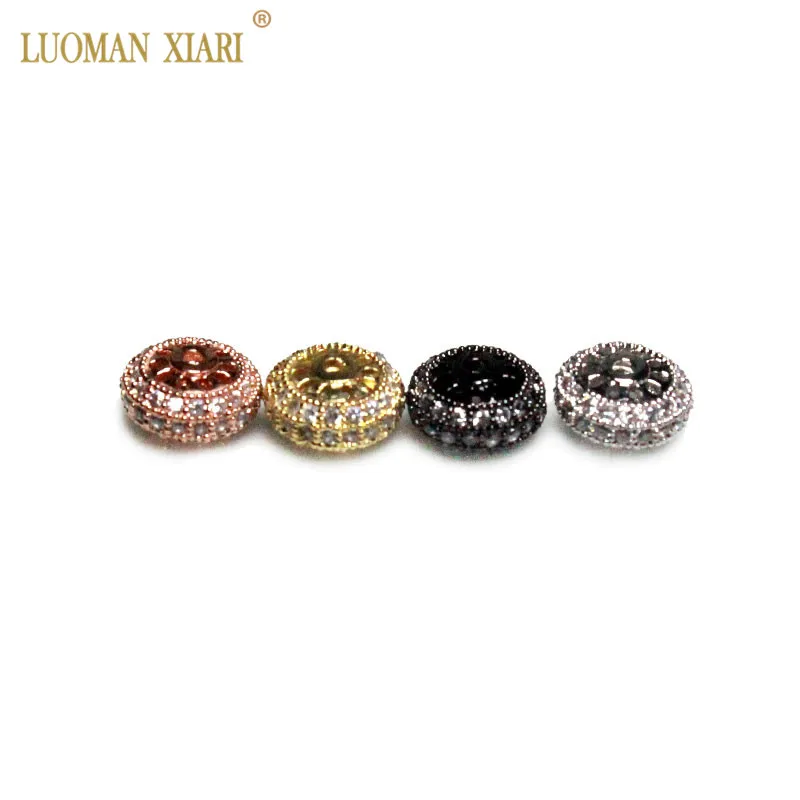 

Wholesale 5pcs White Zircon Copper Round Wheel Beads DIY Fashion Bracelet CZ Spacer Beads Charms Pendant for Jewelry Making
