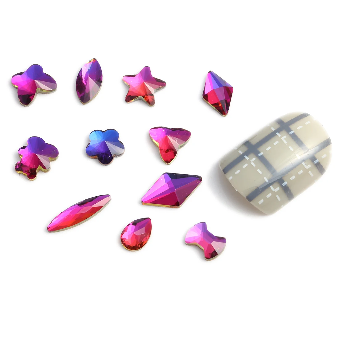 Стразы для ногтей 5 шт. синие радужные украшения дизайна наклейки с плоской