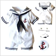 Новая осенне-летняя одежда высокого качества из хлопка для маленьких мальчиков и девочек спортивный костюм для новорожденных Одежда для маленьких джентльменов в морском стиле