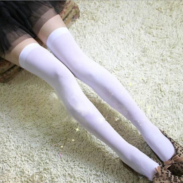 Чисто белые женщины девушки чулки модные тонкие милые выше колена высокие носки танцевальные вечерние женские колготки