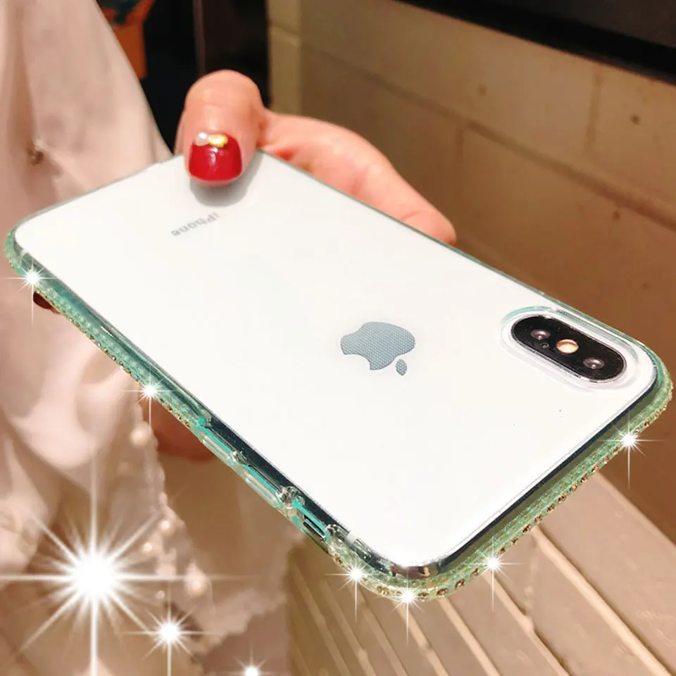 Роскошный блестящий чехол для iphone X SE 5 5S 6 6s 7 8 Plus XR XS MAX мягкий силиконовый телефона