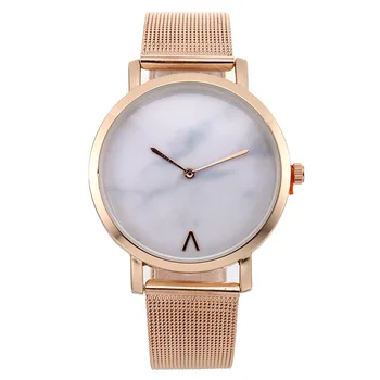 

Women Watch Marble style fashion gold and silver net stainless steel Quartz watch female top brand luxury leisure clock kobiet